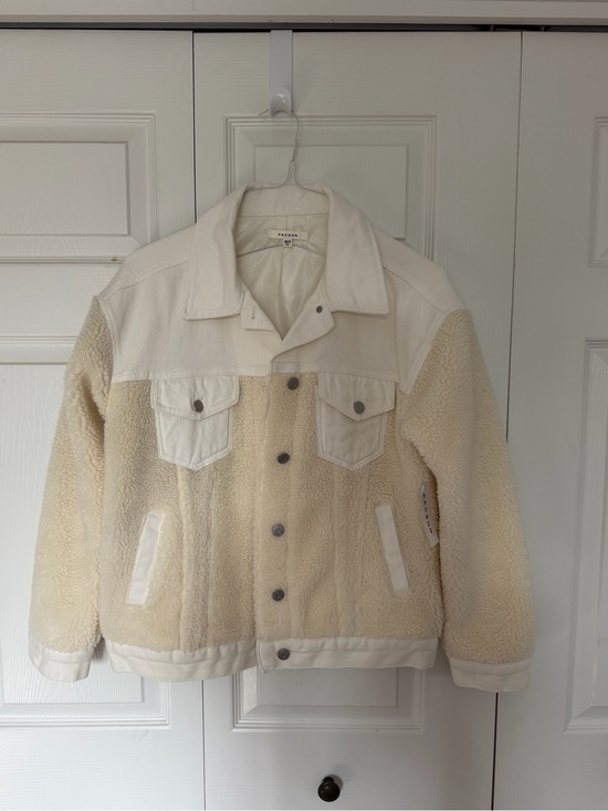 PacSun Jackets & Blazers - PacSun Cream Sherpa Jean Jacket with Canvas Yoke